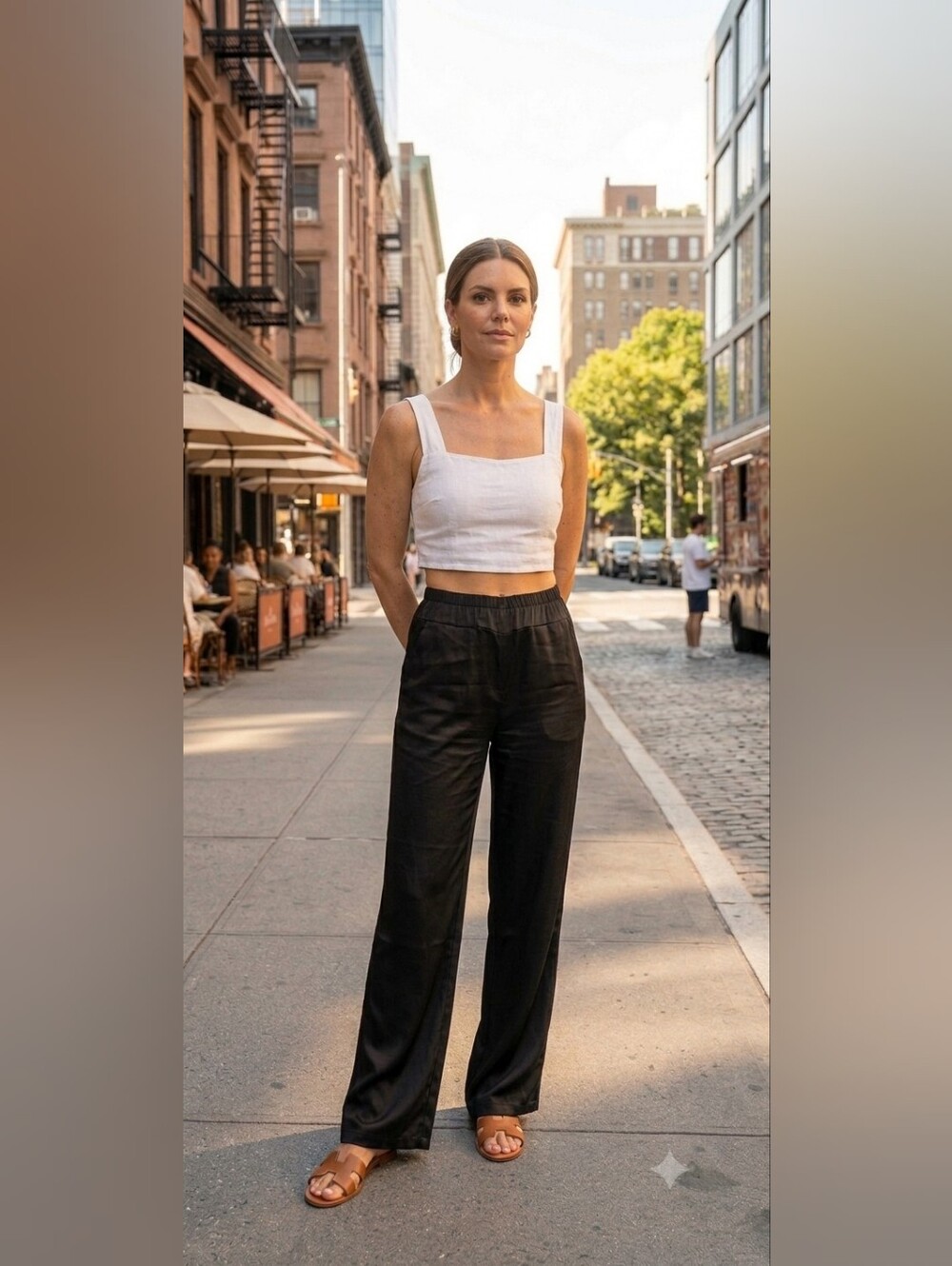 Satin Black Women’s Wide Leg Trousers
